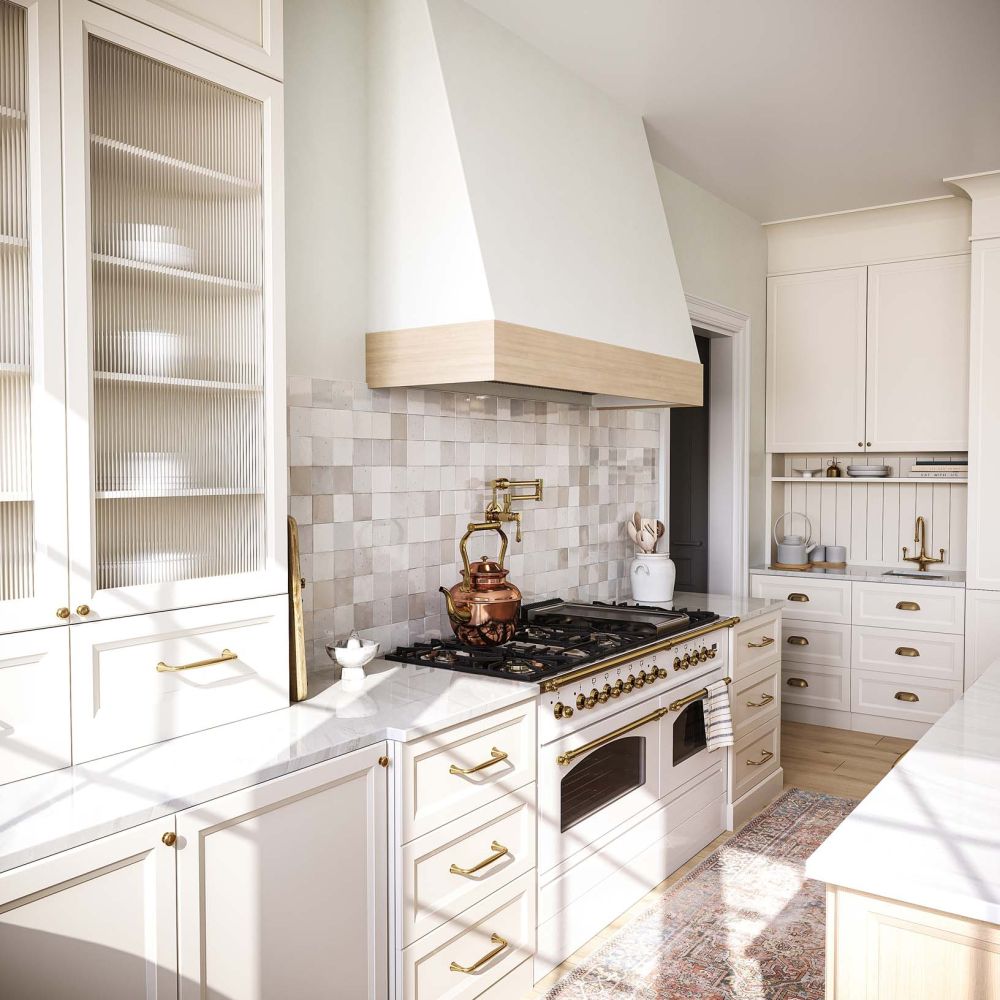 Rendering of a classic kitchen in the American style 4.3D illustration